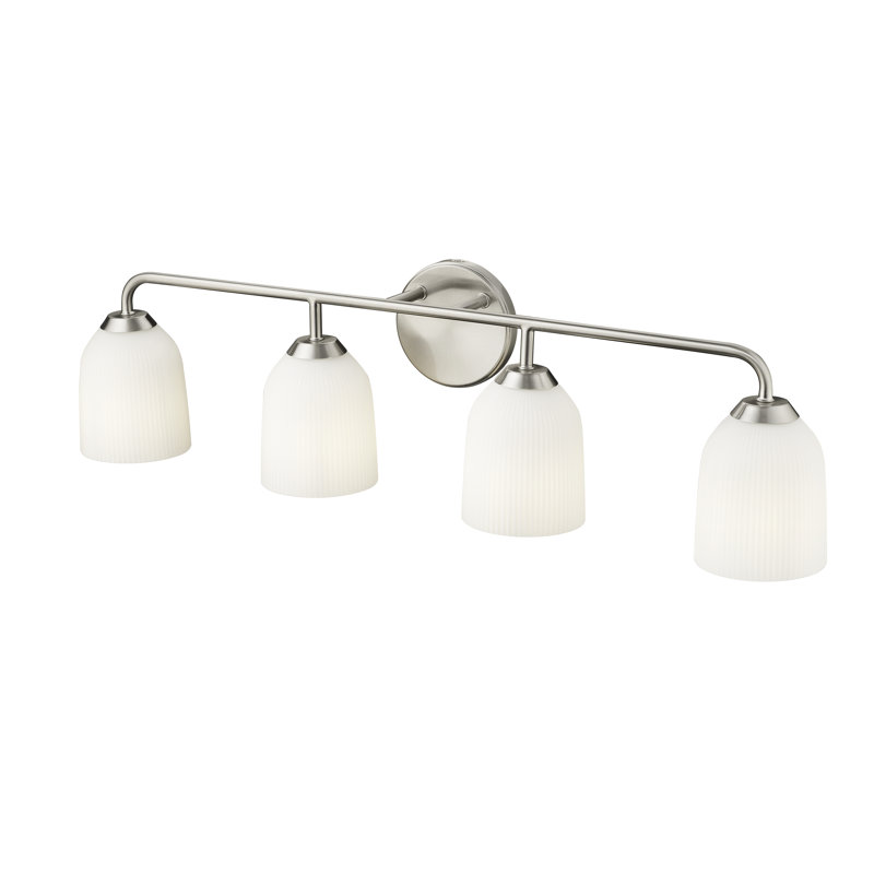 Millennium Lighting Norah 4 Light Vanity with Opal Ribbed Glass Shade, Brushed Nickel