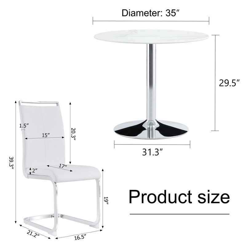 Lashaunte 2 - Person Pedestal Dining Set, White