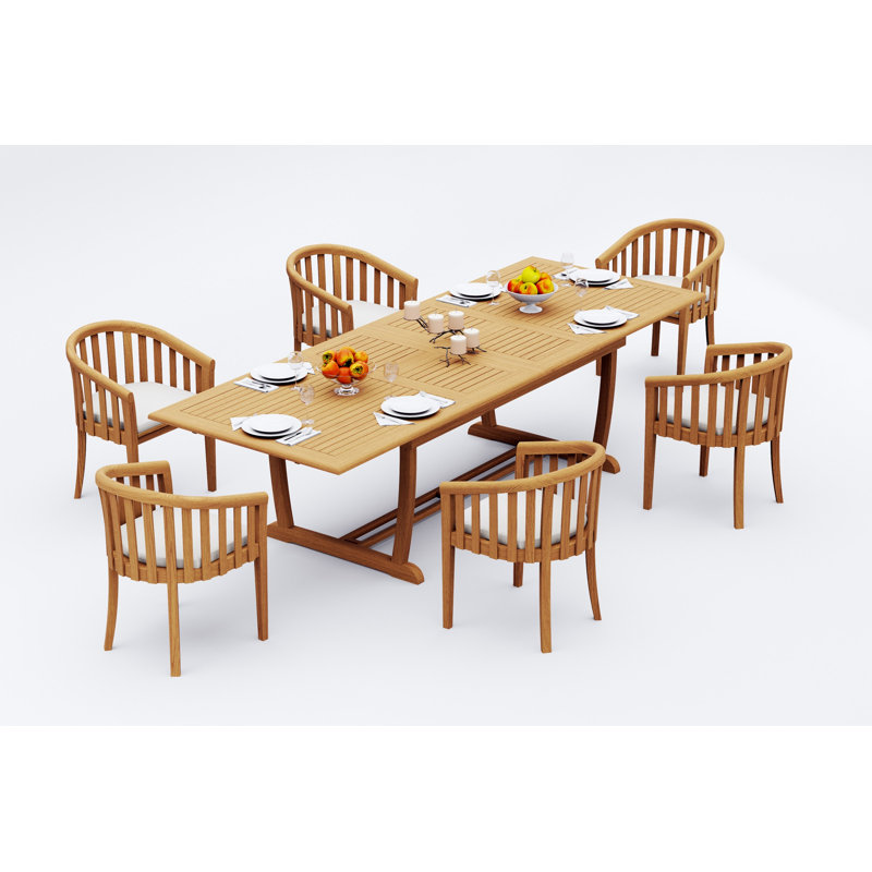 Lenong Teak Wood Patio Dining Set with, 6