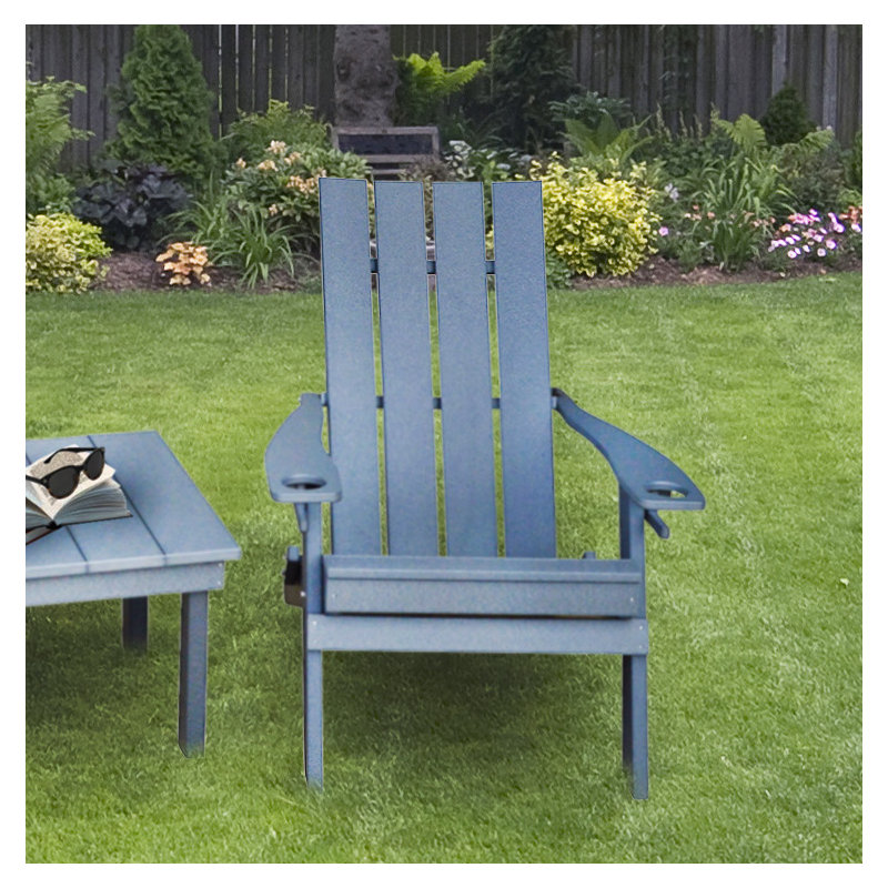 Koenig Foldable Outdoor Adirondack Chair, Dark Gray