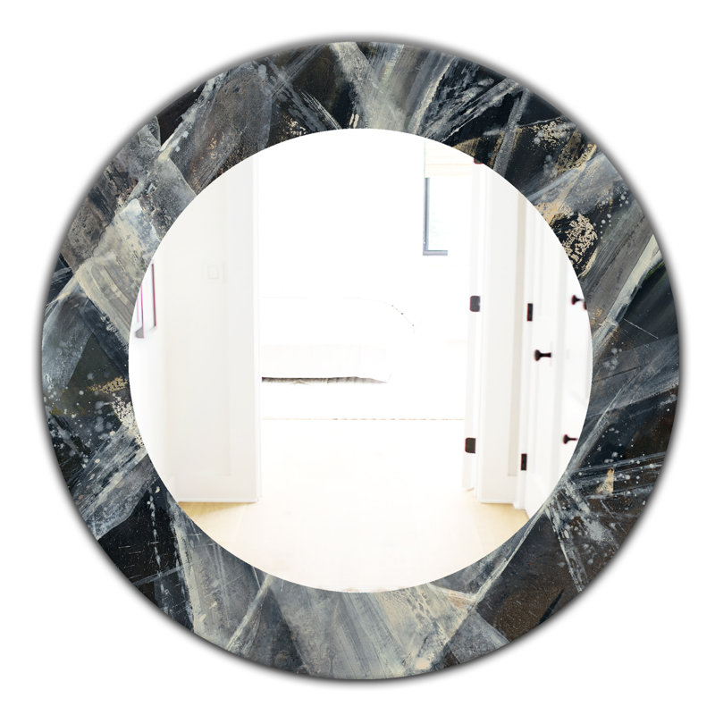 Abstract Glacial Painting Accent Wall Mirror, 23.6" H x 23.6" W