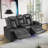 74" Wide Faux Leather Dual Motor Power Recliner Man Cave Loveseat Sofa With Cup Holders Adjustable Headrest
