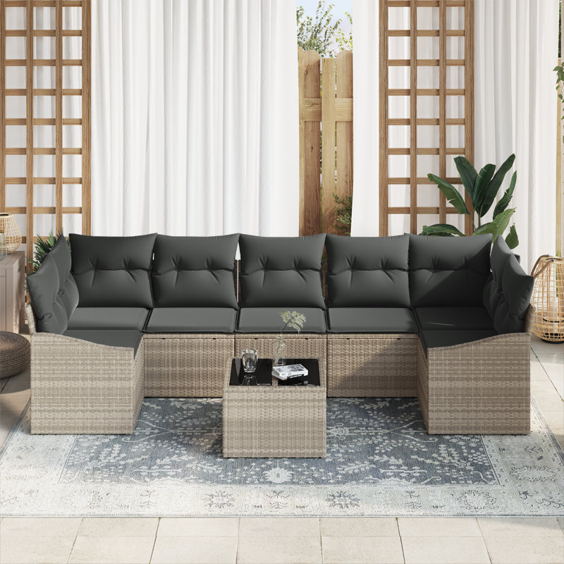 289cm Wide Patio Sofa with Cushions