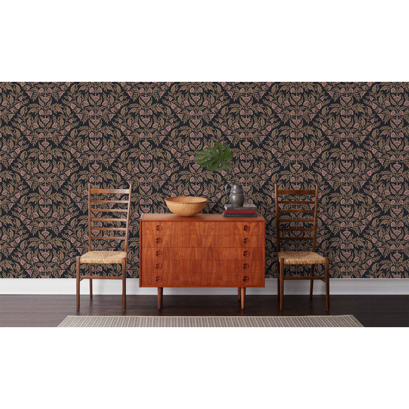 Symmetry Wallpaper | Traditional / Roll - 27" x 30', Ebony