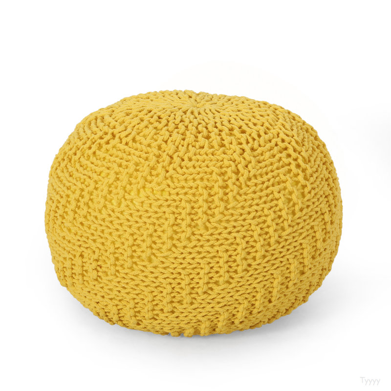 Pouf rond en coton Bordeaux Bordeaux, Jaune