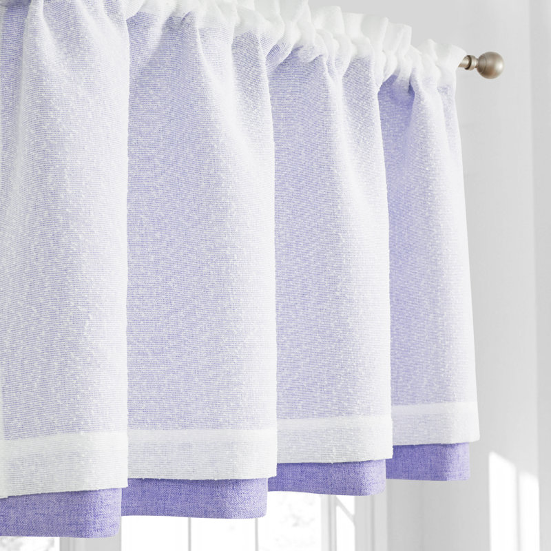 Double Layer Valance, Rustic Overlay Rod Pocket Window Valance, 52" W x 19" L, Light Purple