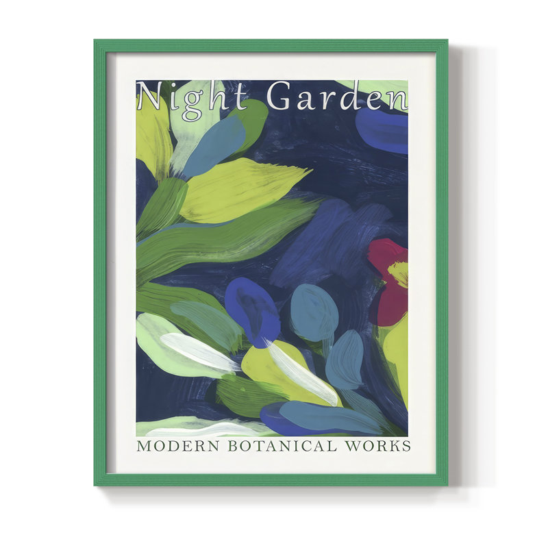 «Night Garden Exposition Posters III», reproduction encadrée - bois massif, H 30 po x l 24 po, Vert