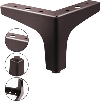 Pieds de meubles en métal durables avec conception antidérapante, style triangulaire en épingle à cheveux moderne, installation facile pour le canapé, les chaises et les projets de bricolage