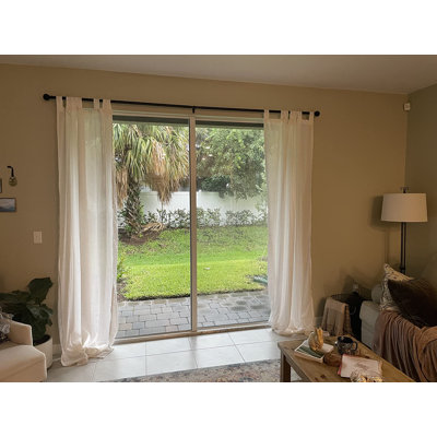 Linen Blended Curtains Tab Top Window Treatments Panels Drapes, Ivory