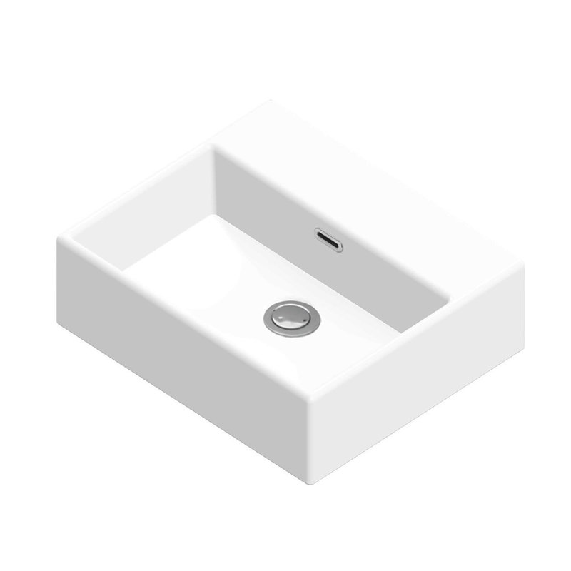 Lavabo de salle de bain rectangulaire en céramique blanc mat, Robinet à fixation murale
