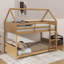 Lit superposé simple au-dessus d'un lit simple avec conception de maison et panneaux de pieds-1501280265