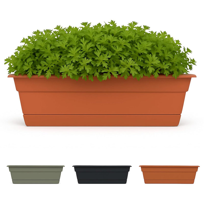 Dura Cotta 5.75 in. H X 18 in. W X 7.5 in. D Plastic Window Box Terracotta, Terra Cotta, 5.75" H x 18" W x 7.5" D