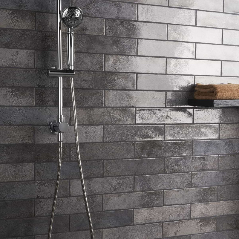 Kalay 3x12 Glossy Ceramic Subway Tile, Antracite