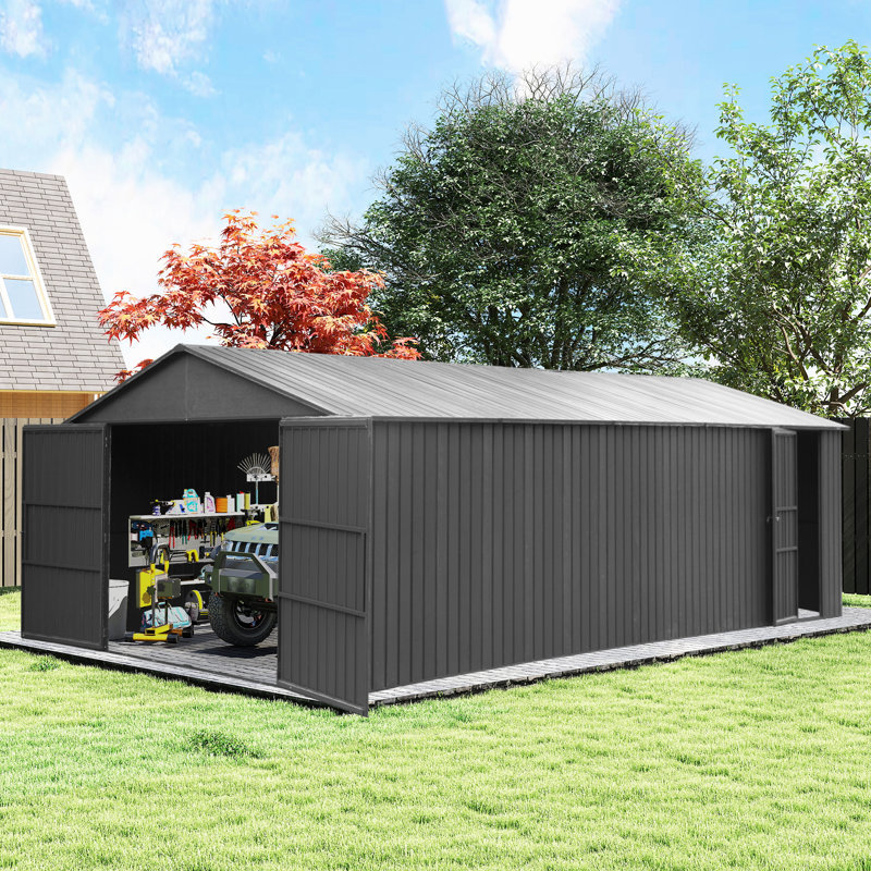 Remise de rangement extérieure pour patio, H 102,83 po x l 149,13 po x P 306,73 po