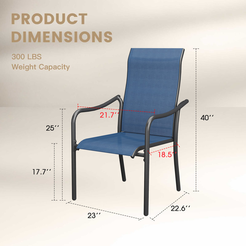 Chaise de salle à manger d'extérieur empilable, Bleu
