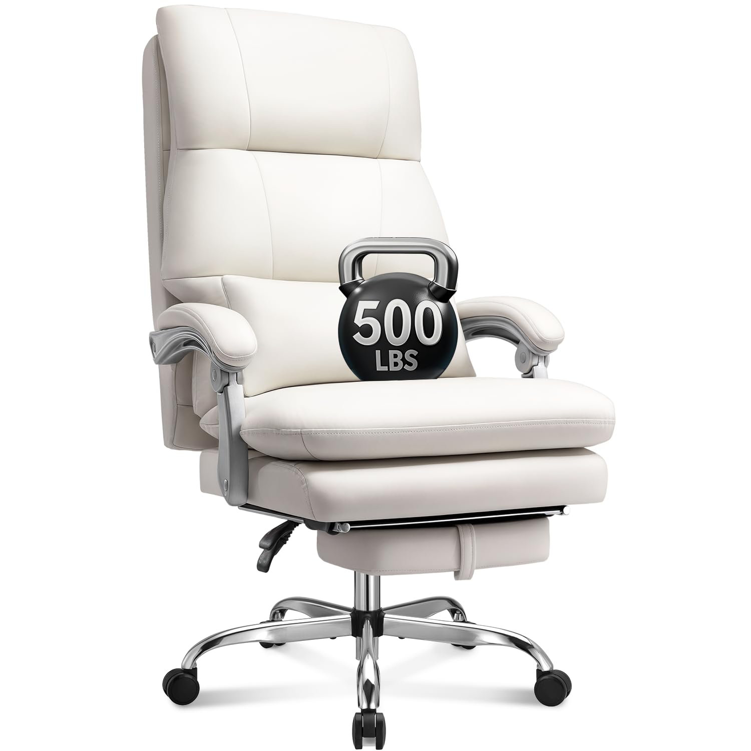 Inbox Zero Big And Tall Office Chair With Foot Rest 600lbs Heavy Duty