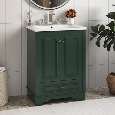 Meuble-lavabo autoportant 24 po avec lavabo en céramique 24 po