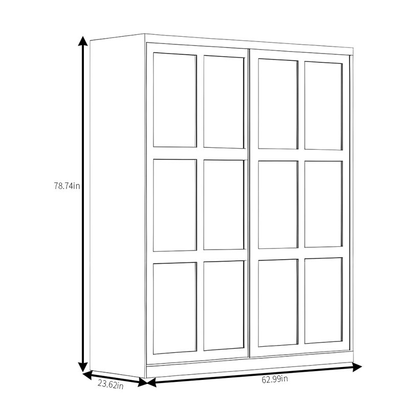 Armoire moderne à carreaux simple, H 78,74 po x l 62,99 po x P 23,62 po