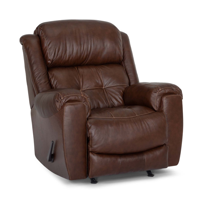 Fauteuil inclinable et berçant en cuir Mahaz, Gris