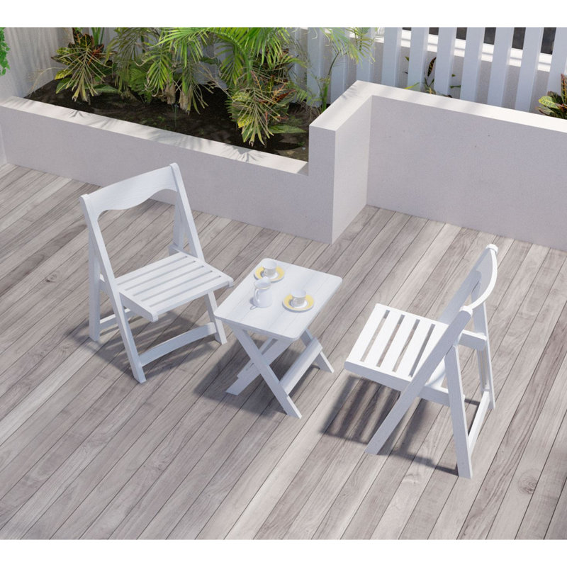 Table pliante Hips et 2 chaises, mobilier d'extérieur blanc rectangulaire pour une chaise élégante