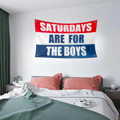 "Saturdays Are For The Boys" Flag, Polyurethane Durable Fade-Resistant Nylon Banner for College Football Games, Fraternity Parties, Dorm Decor, Suitable for Graduation, Christmas, Halloween - No Electricity or Batteries Needed, Featherless