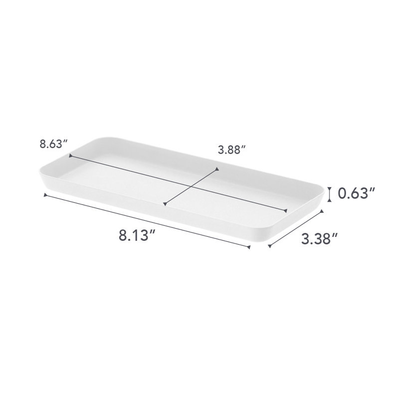 Tower Yamazaki Home Space Saving Vanity Tray, Rectangle, Steel, Flat, White