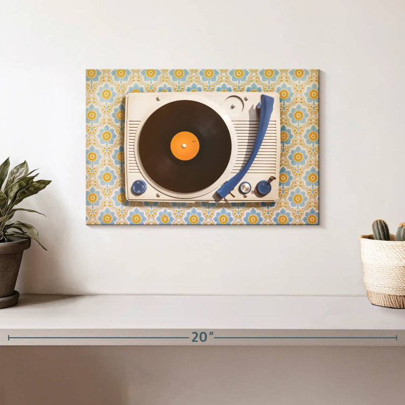 Abarca Floral Pattern Record Player, 8" H x 12" W