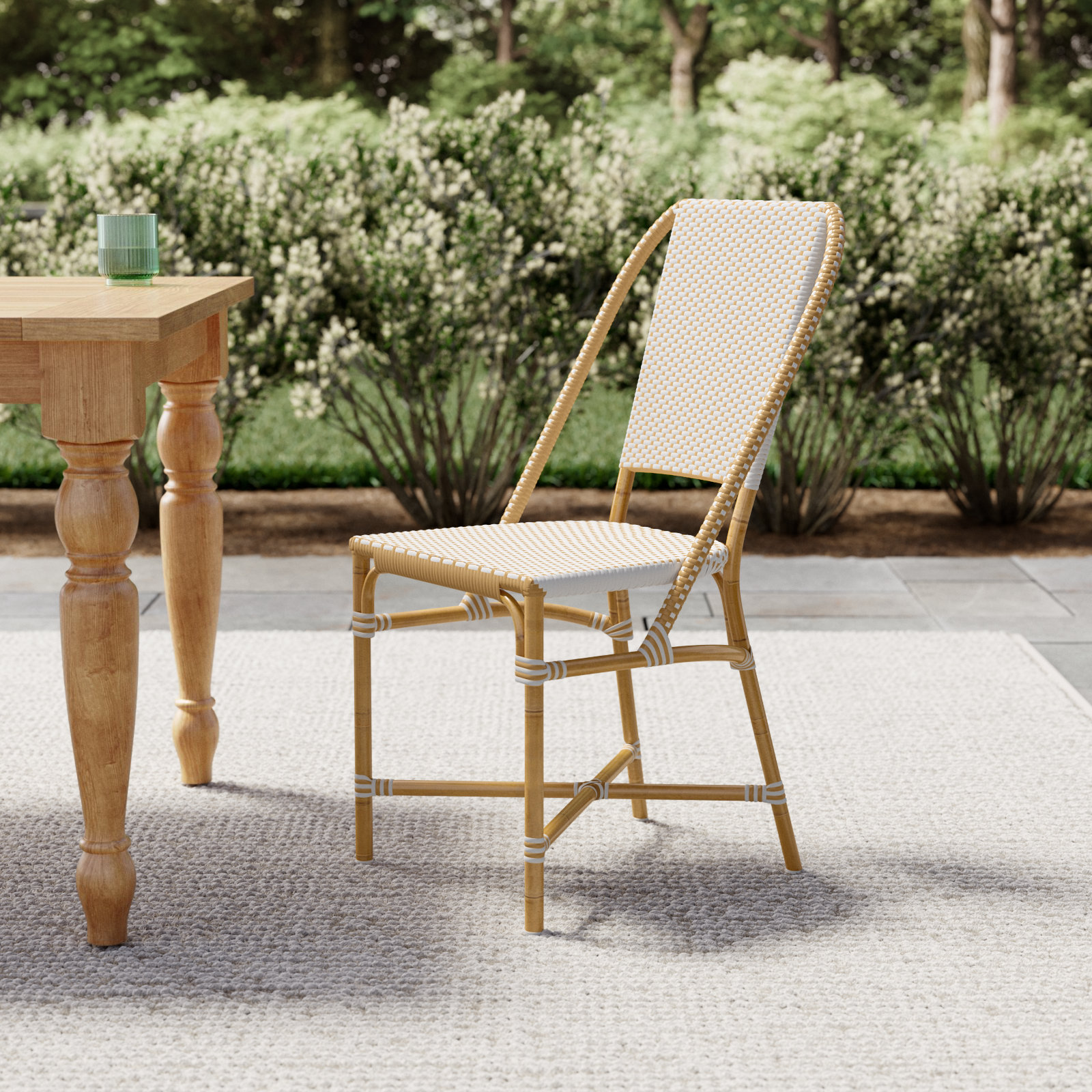 Ellie Patio Dining Chair, White/Beige