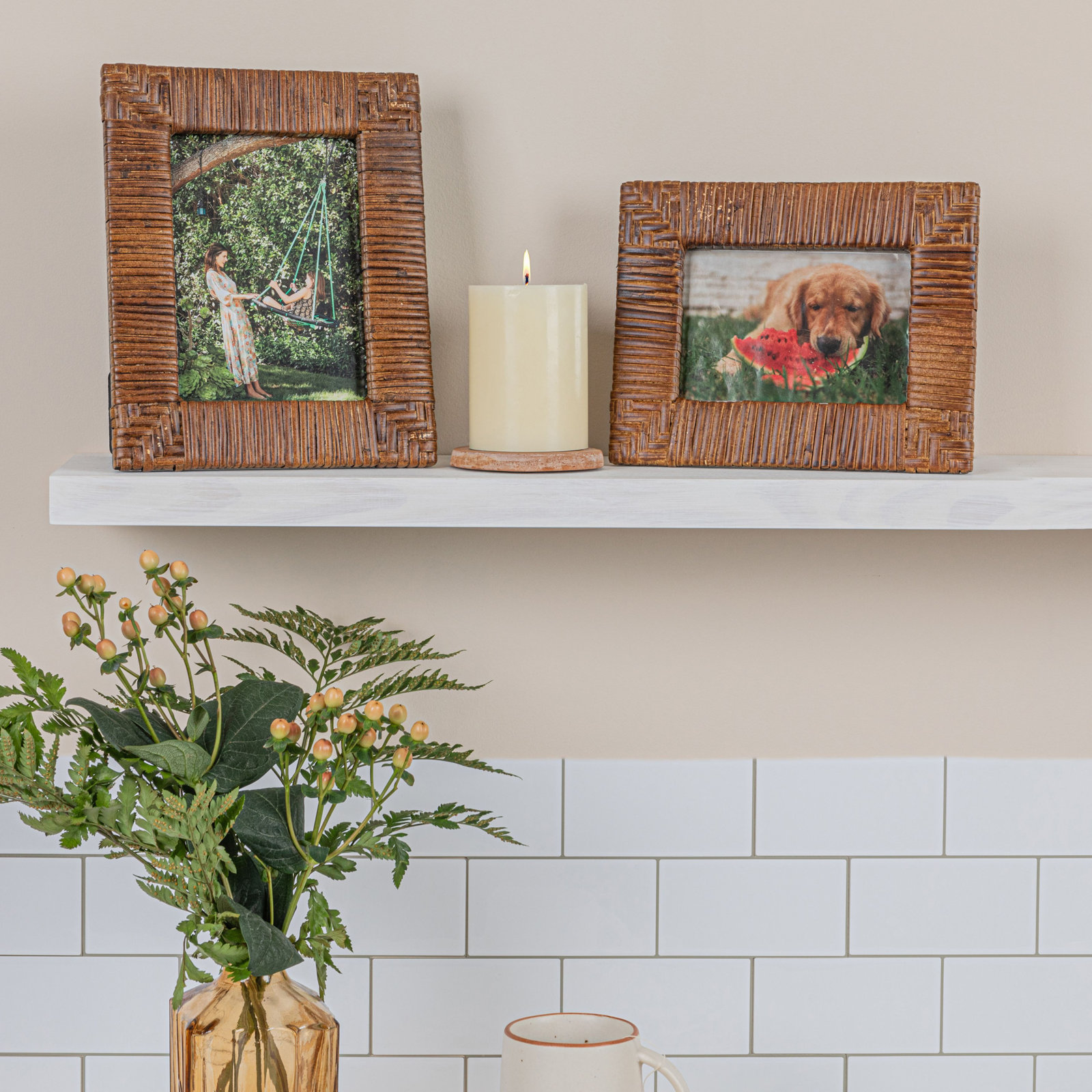 Kitt Wicker / Rattan Picture Frame, 6" x 4", Natural Stained