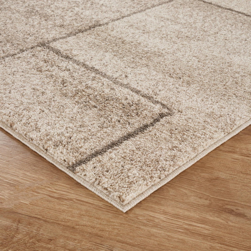 Celil Geometric Shapes Area Rug, BEIGE, 120 x 170 cm (Rectangular)