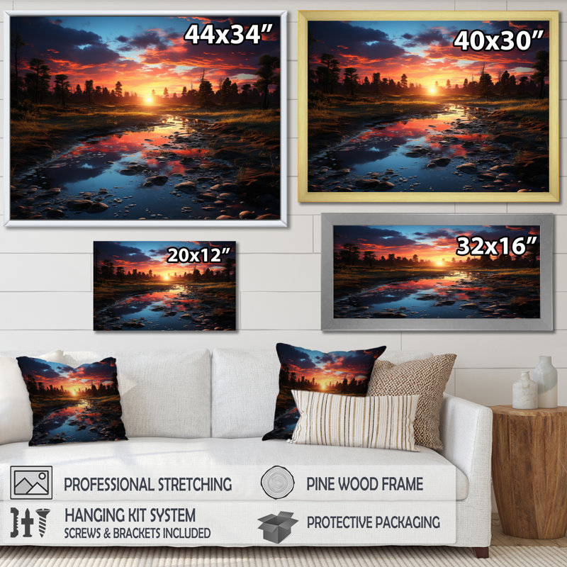 " Sunset Dusk Serenade II ", Black Floater Framed, 12" H x 20" W x 1" D