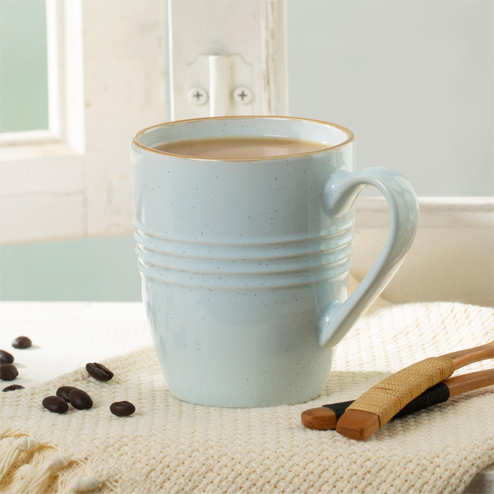 Birch Lane Kestwick 14oz Stoneware Coffee Mug Set (Set of 4), Multicolor
