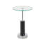 Cole And Grey Marble Round Side End Accent Table With Silver Metal Rod And Base