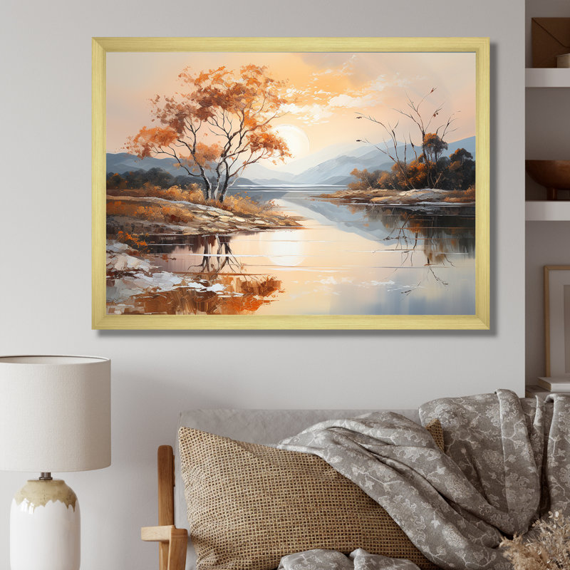 «Lakes Serenity Charm», impression sur toile, H 24 po x l 32 po x P 1 po, Cadre doré simple