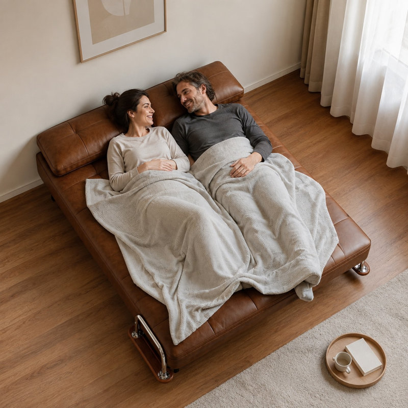 2 Seater Faux Leather Sofa Bed