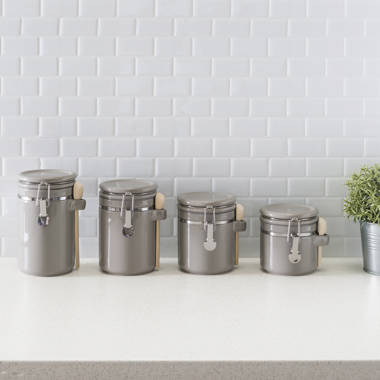 Oggi 4-Piece Stainless Steel Canister Set, Gray