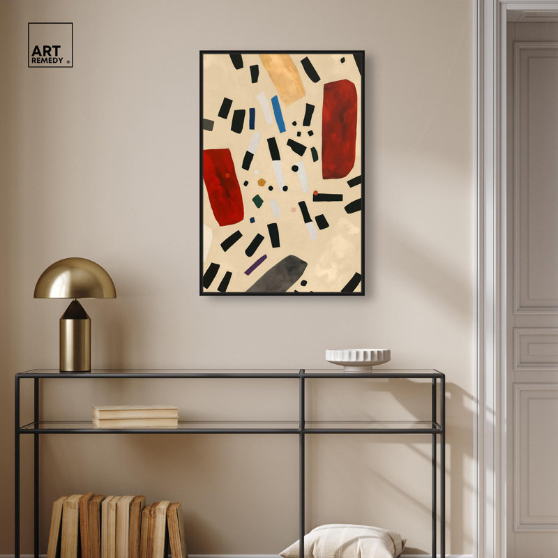 Mindscape Mosaic II, toile abstraite moderne par , H 31 po x l 31 po, Cadre flottant noir