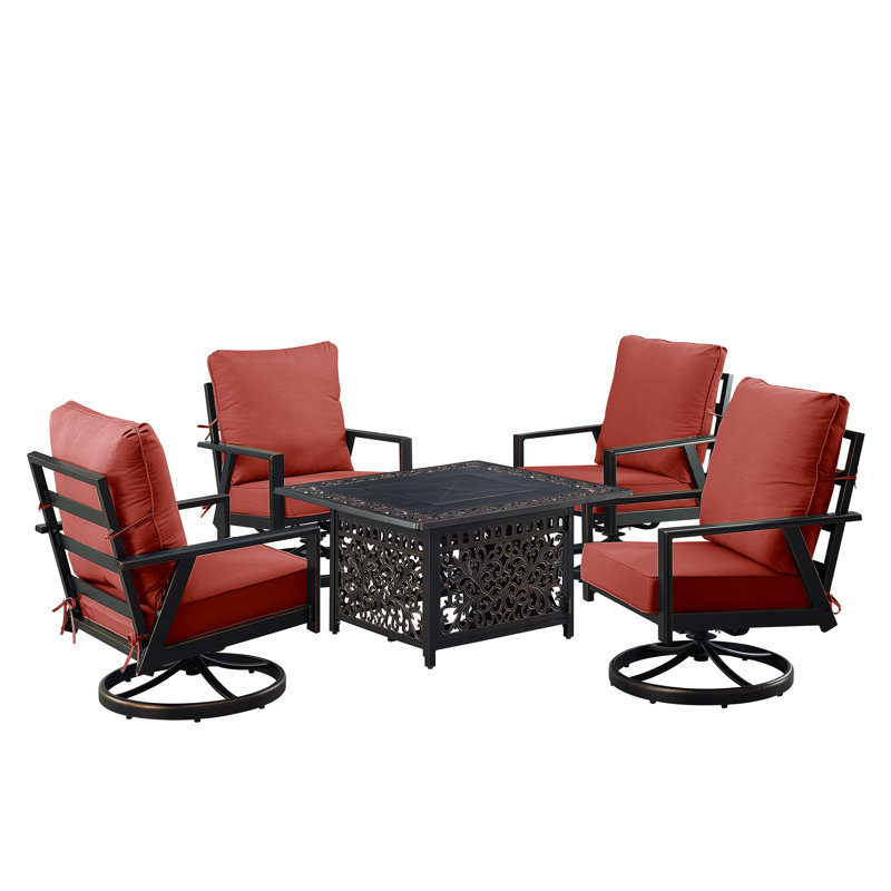Aaleyah Outdoor 6 - Piece Conversation Set, Red
