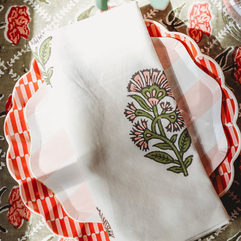Begum Table Napkin, Pink/Green/Black Floral