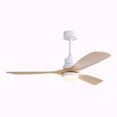 52 Inch Ceiling Fan With Dimmable Led Light 6 Speed Remote 3 Wood Blade Reversible DC Motor For Bedroom