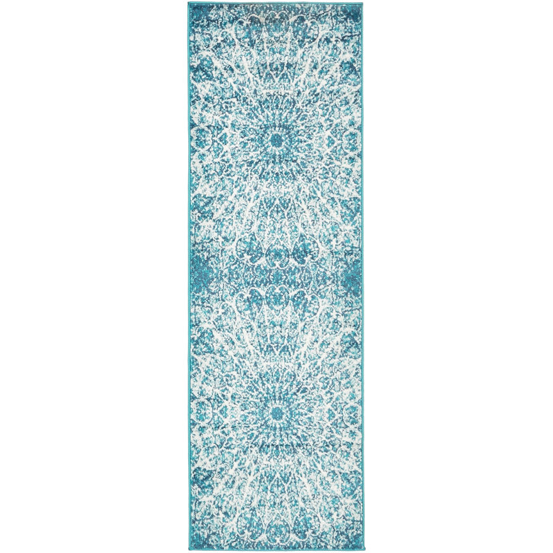 Affleck Abstract Area Rug, Runner 2' x 6'9", Turquoise
