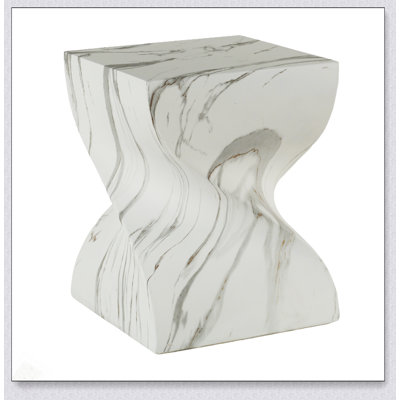 Cement Outdoor End Table For Patio, Garden, Modern Faux Terrazzo Accent Table, Small Round Side Table, Indoor And Outdoor Use