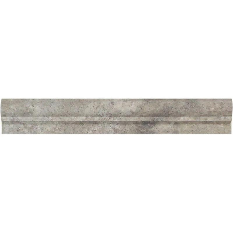 12" x 2.5" Honed Travertine Chair Rail Tile Trim in Gray