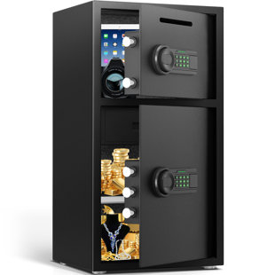 6.5 Cub Extra Large Home Safe Box, Safe Box With Jewelry Drawer Room & Drop Slot & Hooks, Home Safe With Dual Alarm & Mute Function, Money Safe With Adjustable Shelf For Documents And Valuables