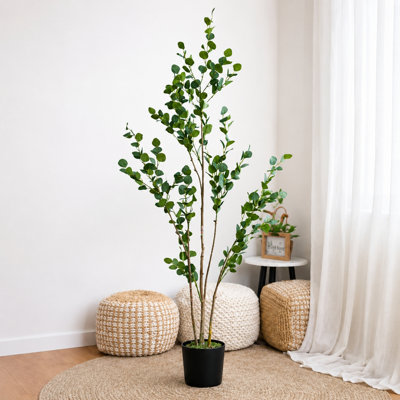 Faux arbre d'eucalyptus, plante d'eucalyptus artificiel en pot pour la décoration intérieure