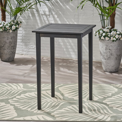 Table de bar d'extérieur carrée en bois d'acacia minimaliste