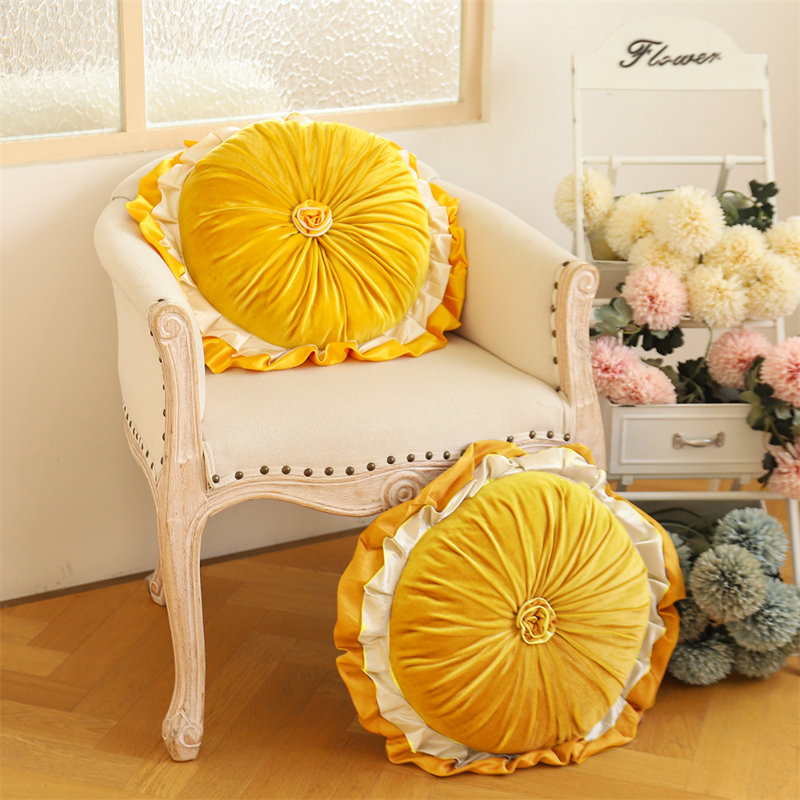  Housse et insert de coussin décoratif en velours, Jaune