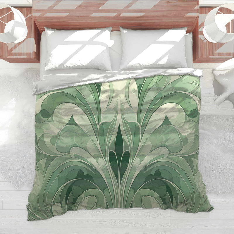 Green Floral Swirl Comforter, Twin