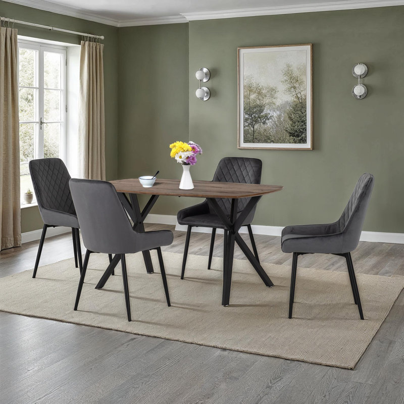 Mizel 4 - Person Dining Set, Medium Oak, Grey