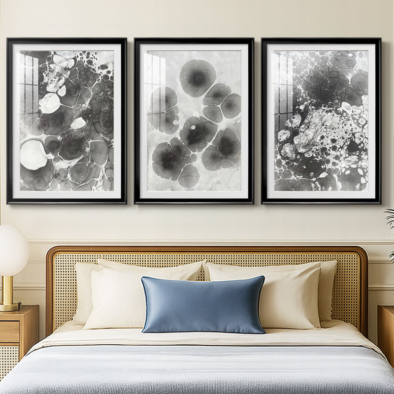 Marble IV - impression encadrée sur mesure de qualité supérieure - 3 pièces, Noir, H 21 po x l 30 po